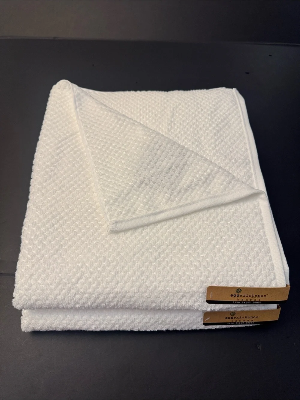 2pc ECOEXISTENCE Bamboo Zero Twist Loops Bath Towels - White